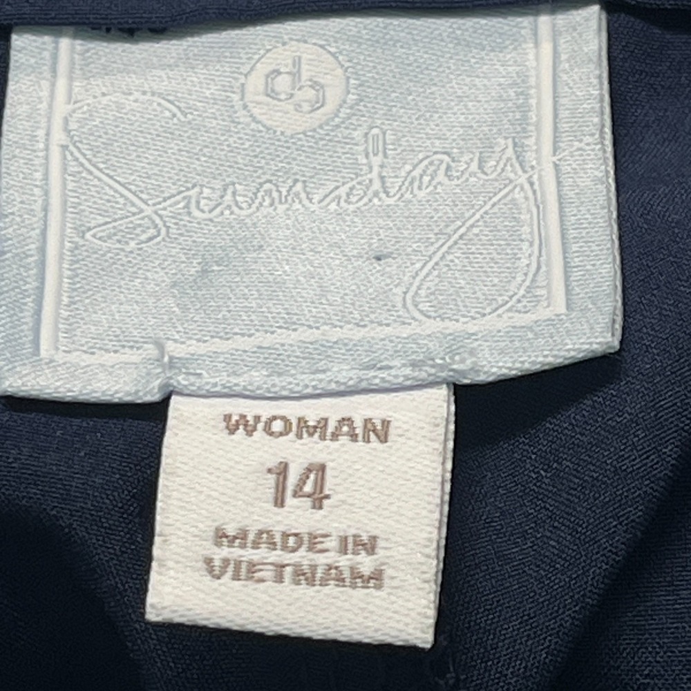 Sundays Womens 14 Navy Travel Pants Stretch Pull On Ruched Tie Cuff Ankle Resort - Picture 9 of 12